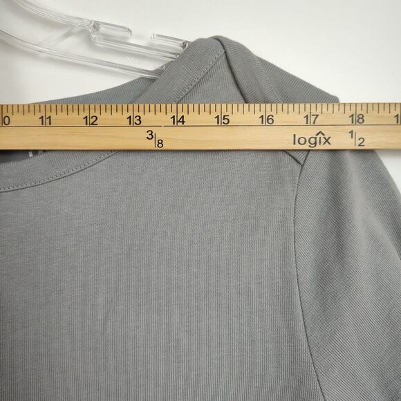 Land's End Tunic women's L Light Gray Button-Up Back Long Sleeves Round Neck - Picture 3 of 9